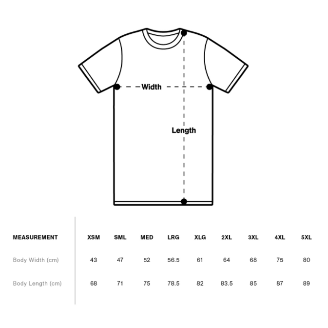 Size Chart for the I Hate Catalytic Converters Funny T-shirt